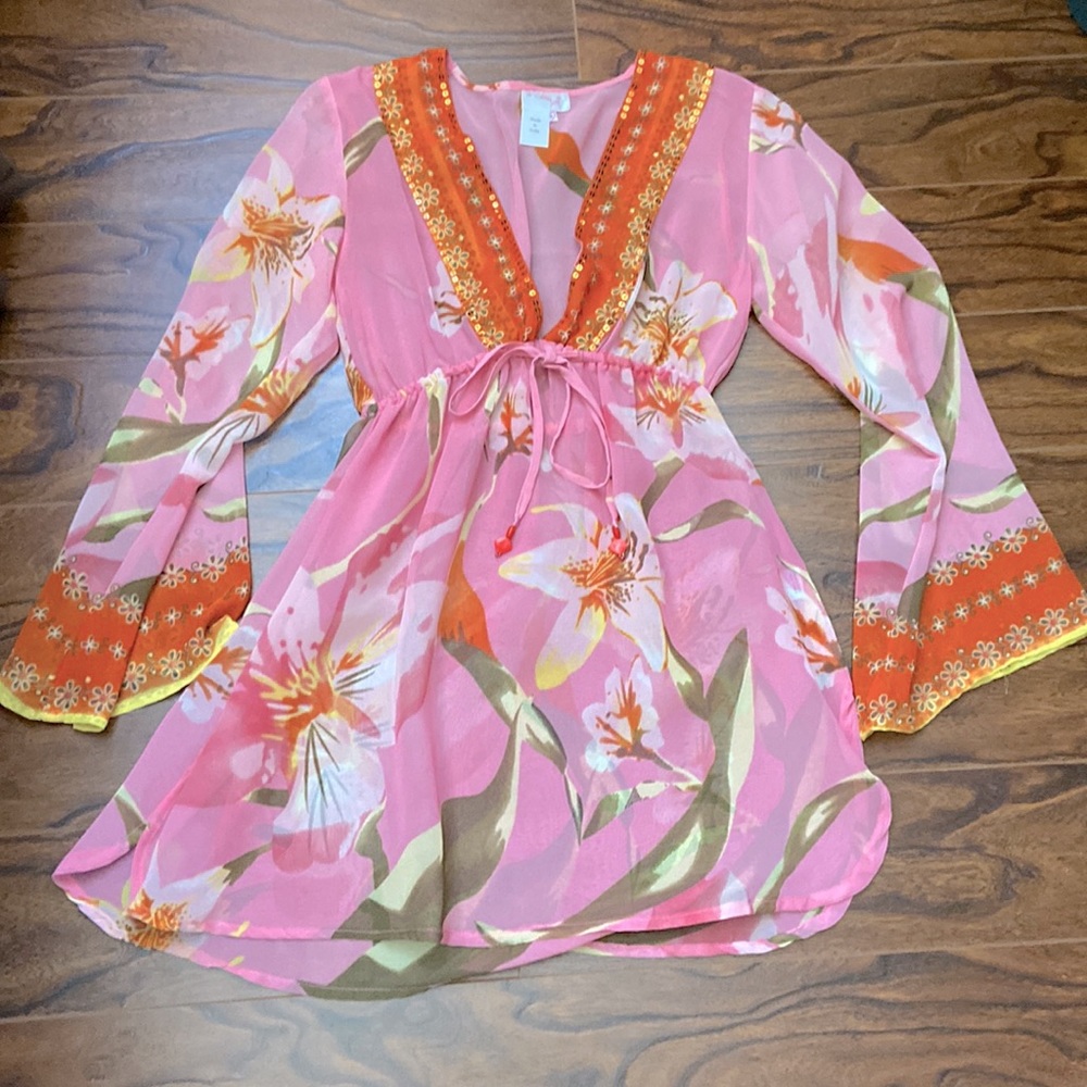 Made in India floral swimsuit coverup size M
